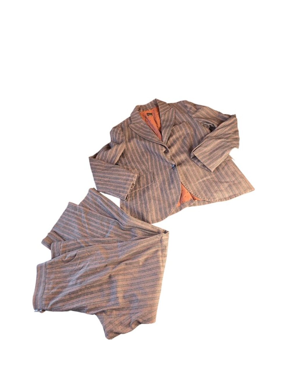 Kuhlman Pinstripe Pantsuit Set Y2K Gray Blazer + Pants Career Suit Womens Sz 14